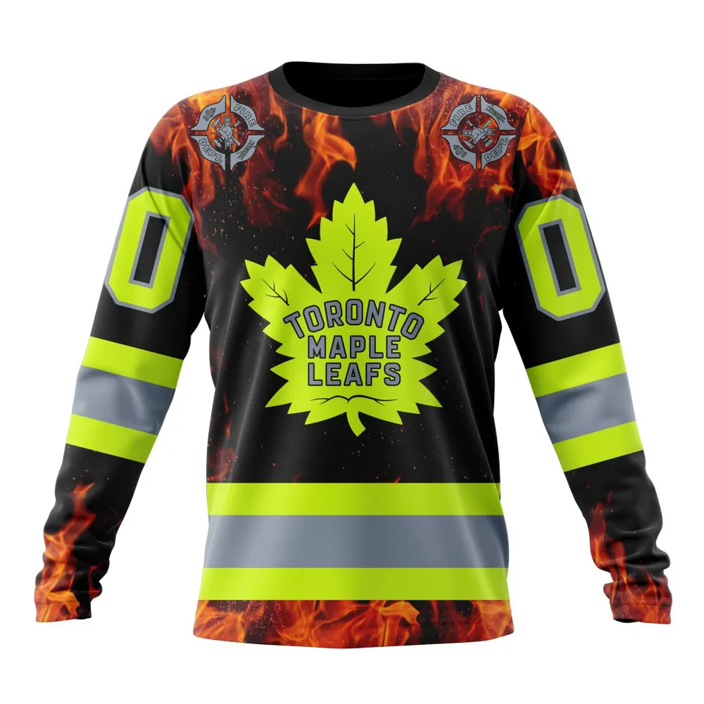 NHL Toronto Maple Leafs Special Design Honoring Firefighters St2401 Long Sleeved Sweatshirt 