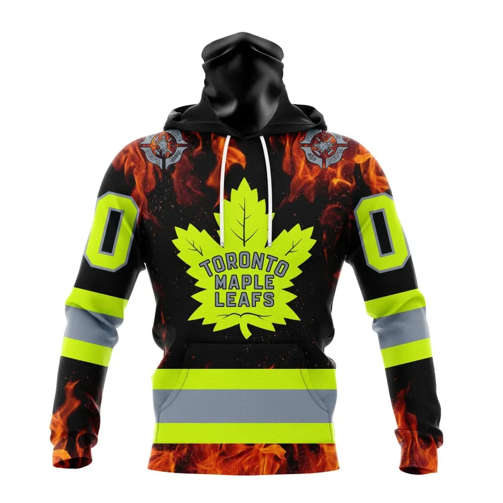 NHL Toronto Maple Leafs Special Design Honoring Firefighters St2401 Mask Hoodie