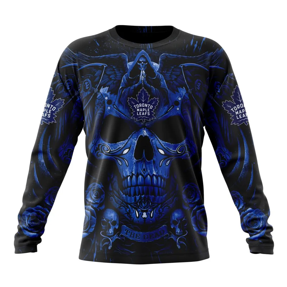 NHL Toronto Maple Leafs Special Design With Skull Art St2203 Long Sleeved Sweatshirt 