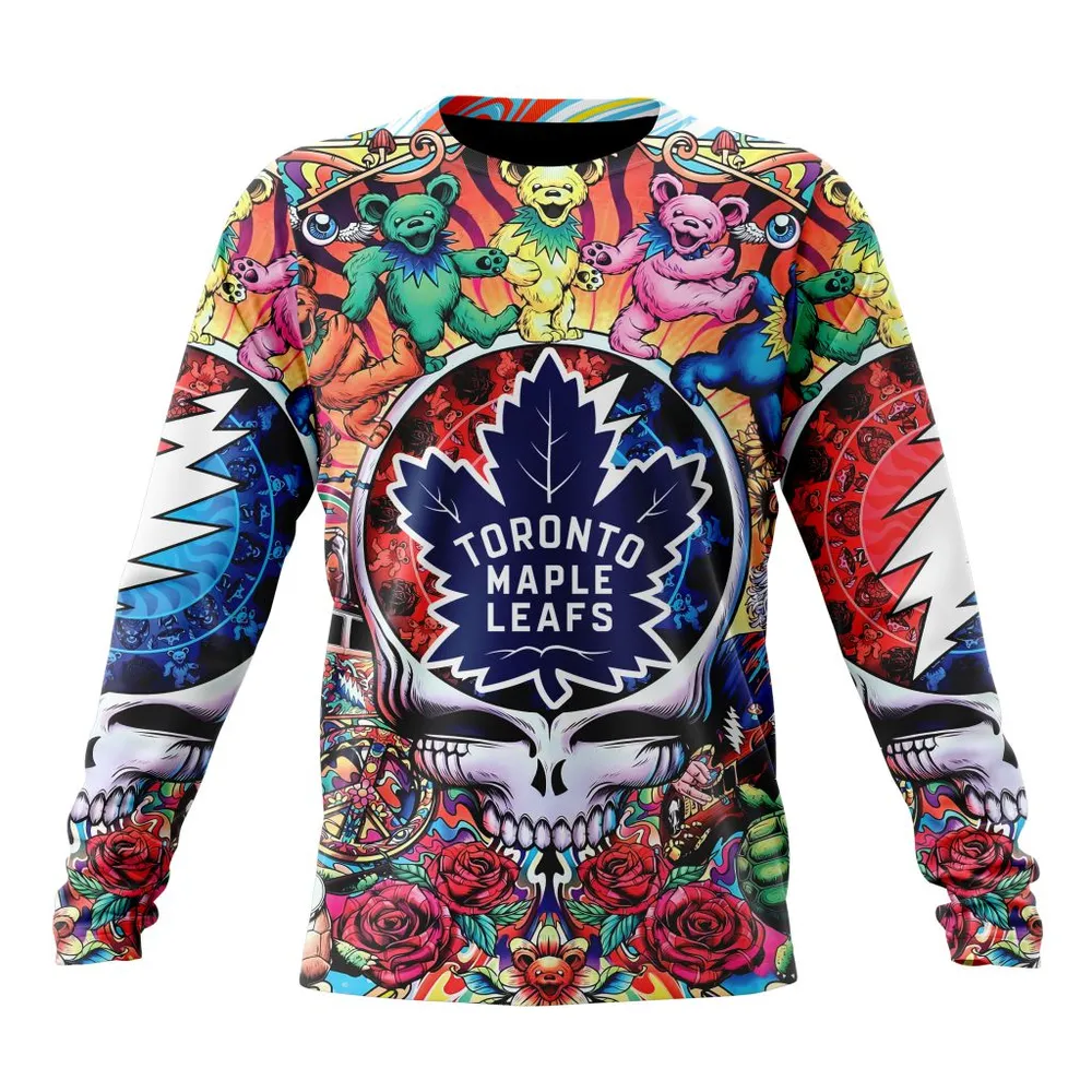 NHL Toronto Maple Leafs Special Grateful Dead Design St2304 Long Sleeved Sweatshirt 