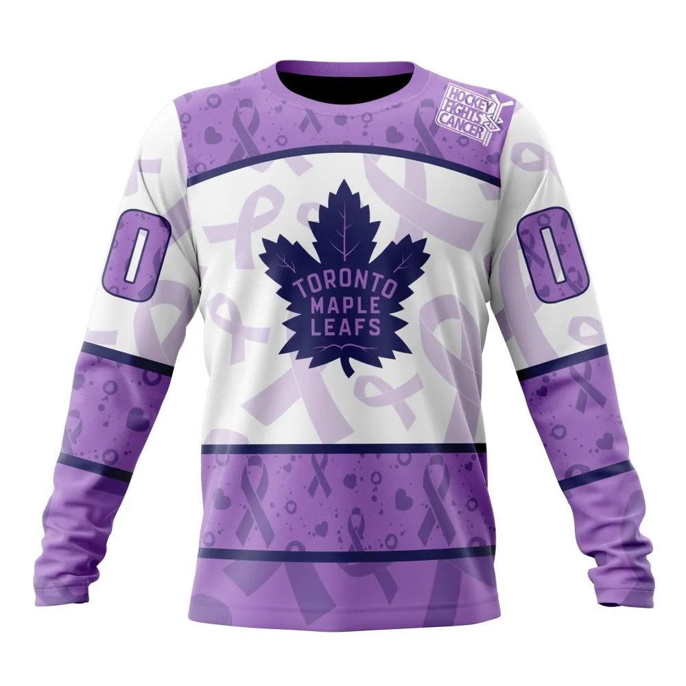 NHL Toronto Maple Leafs Special Lavender Fight Cancer St2201 Long Sleeved Sweatshirt 