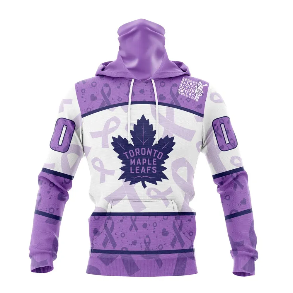 NHL Toronto Maple Leafs Special Lavender Fight Cancer St2201 Mask Hoodie