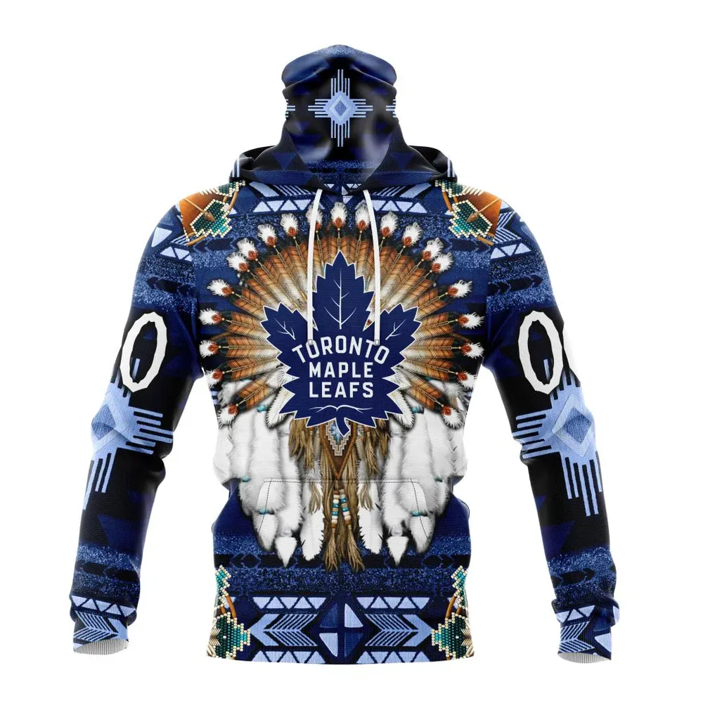 NHL Toronto Maple Leafs Special Native Costume Design St2202 Mask Hoodie