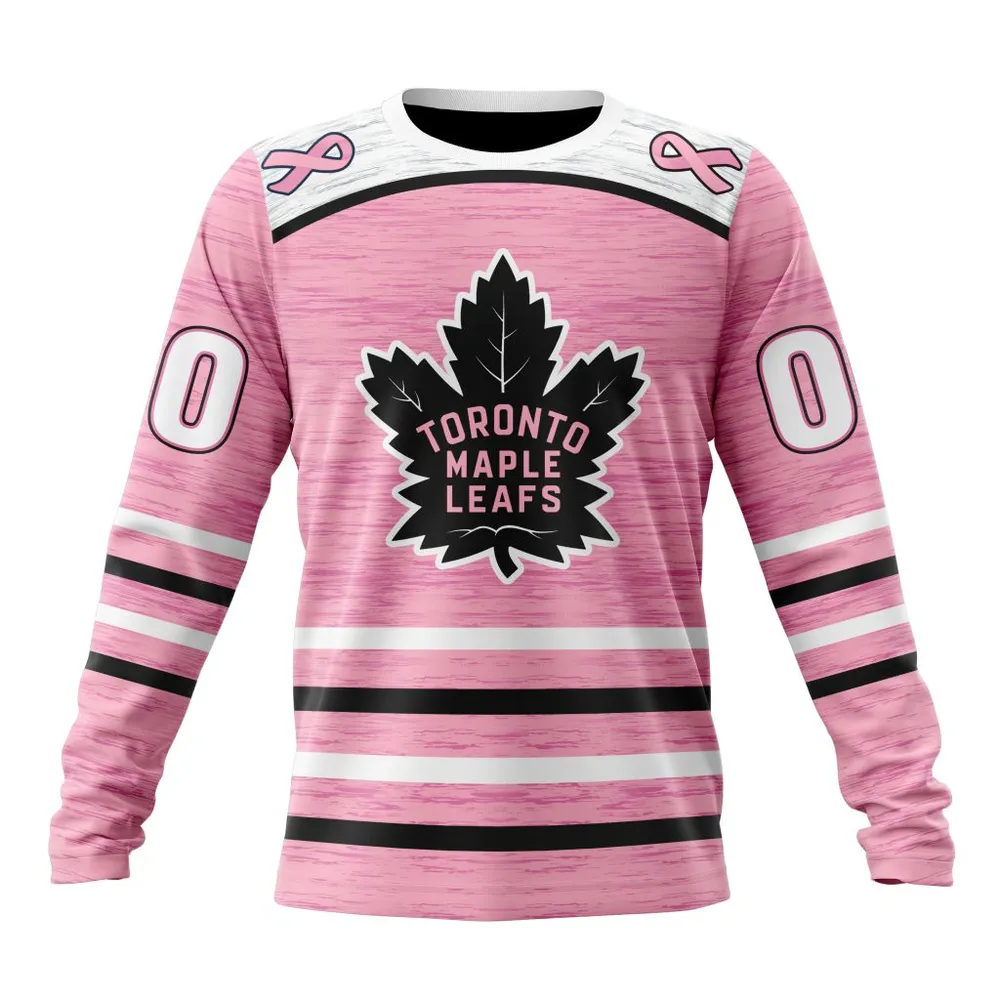 NHL Toronto Maple Leafs Special Pink Fight Breast Cancer Design St2304 Long Sleeved Sweatshirt 