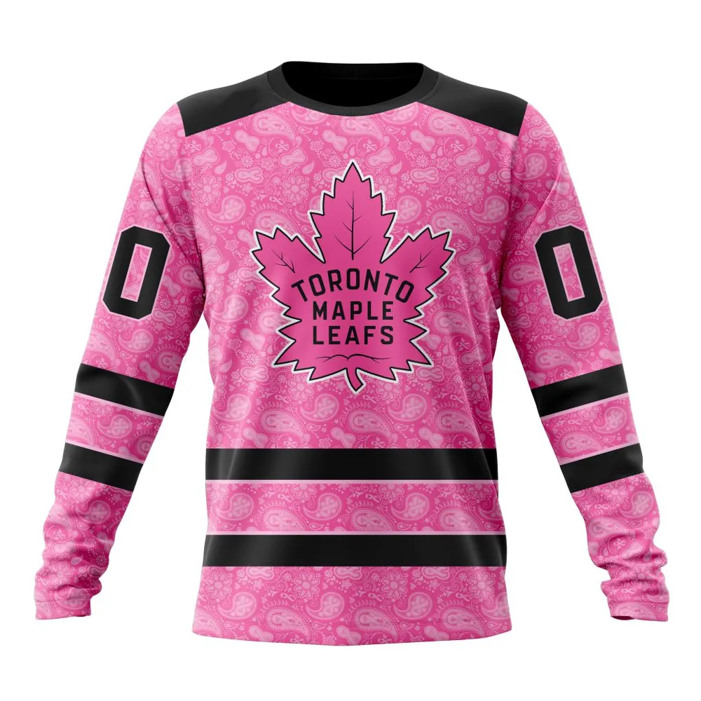 NHL Toronto Maple Leafs Special Pink Fight Breast Cancer St2306 Long Sleeved Sweatshirt 