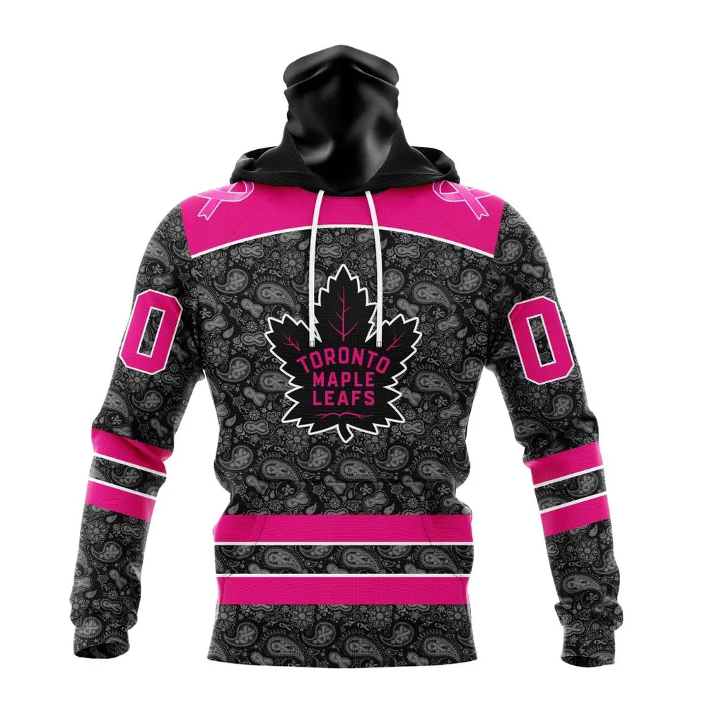 NHL Toronto Maple Leafs Special Pink In The Rink Fight Breast Cancer St2301 Mask Hoodie