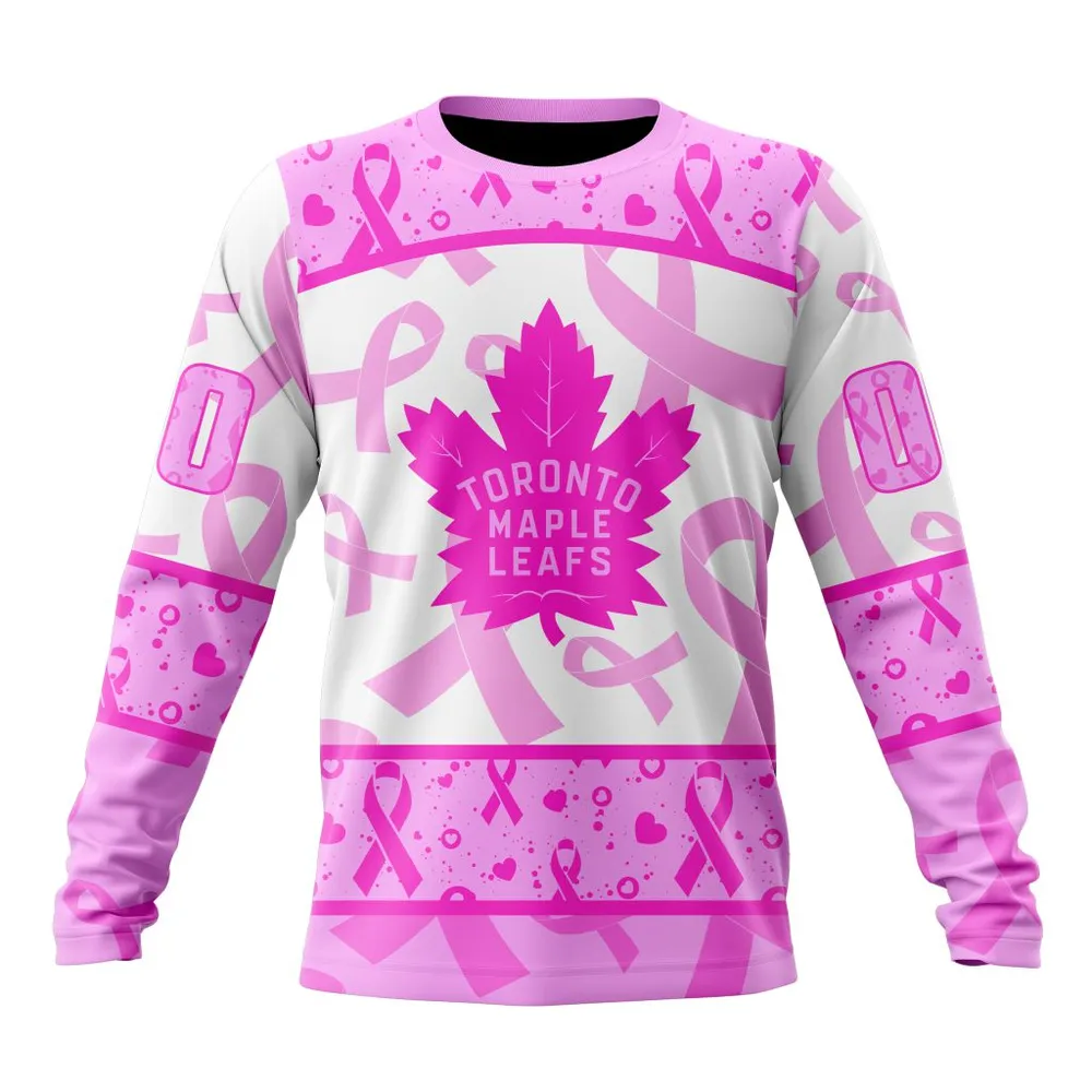 NHL Toronto Maple Leafs Special Pink October Breast Cancer Awareness Month St2302 Long Sleeved Sweatshirt 