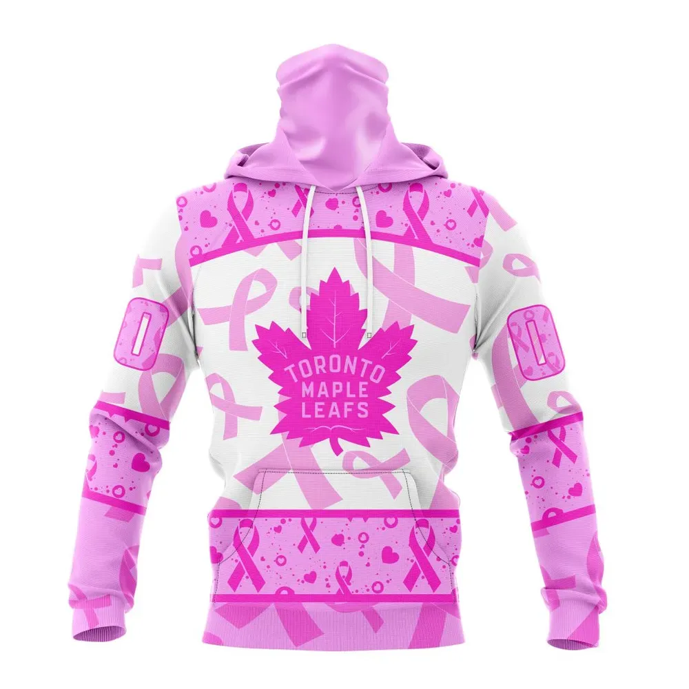 NHL Toronto Maple Leafs Special Pink October Breast Cancer Awareness Month St2302 Mask Hoodie