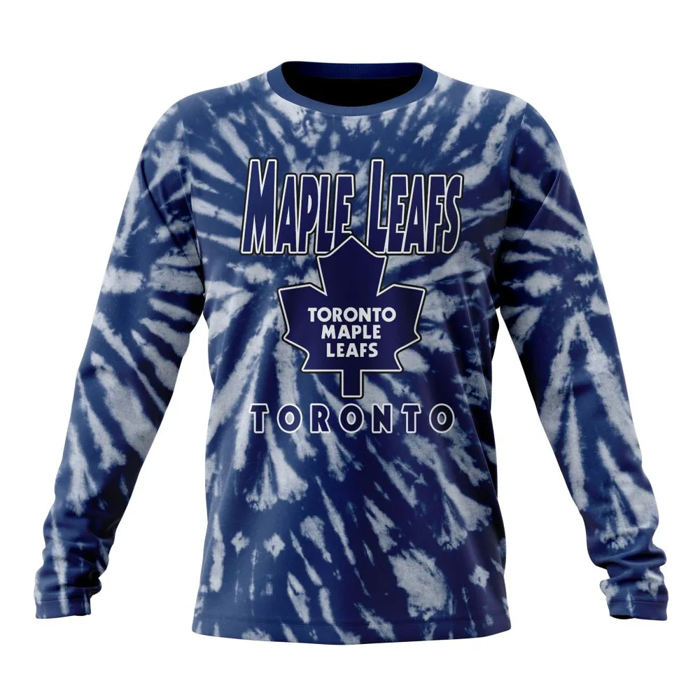 NHL Toronto Maple Leafs Special Retro Vintage Tie Dye St2201 Long Sleeved Sweatshirt 