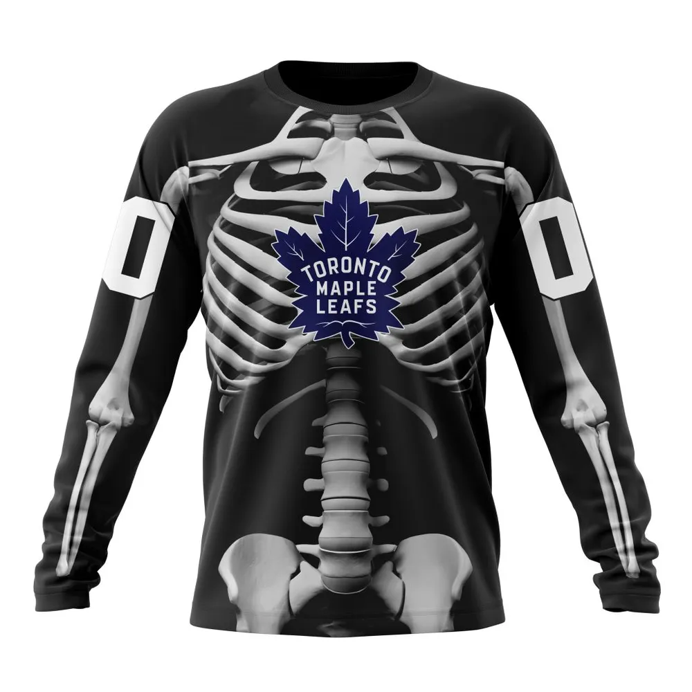 NHL Toronto Maple Leafs Special Skeleton Costume For Halloween St2301 Long Sleeved Sweatshirt 