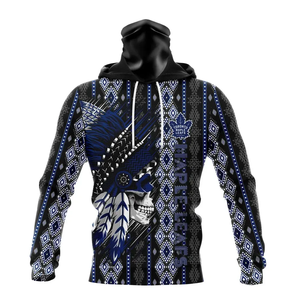 NHL Toronto Maple Leafs Special Skull Native Design St2301 Mask Hoodie