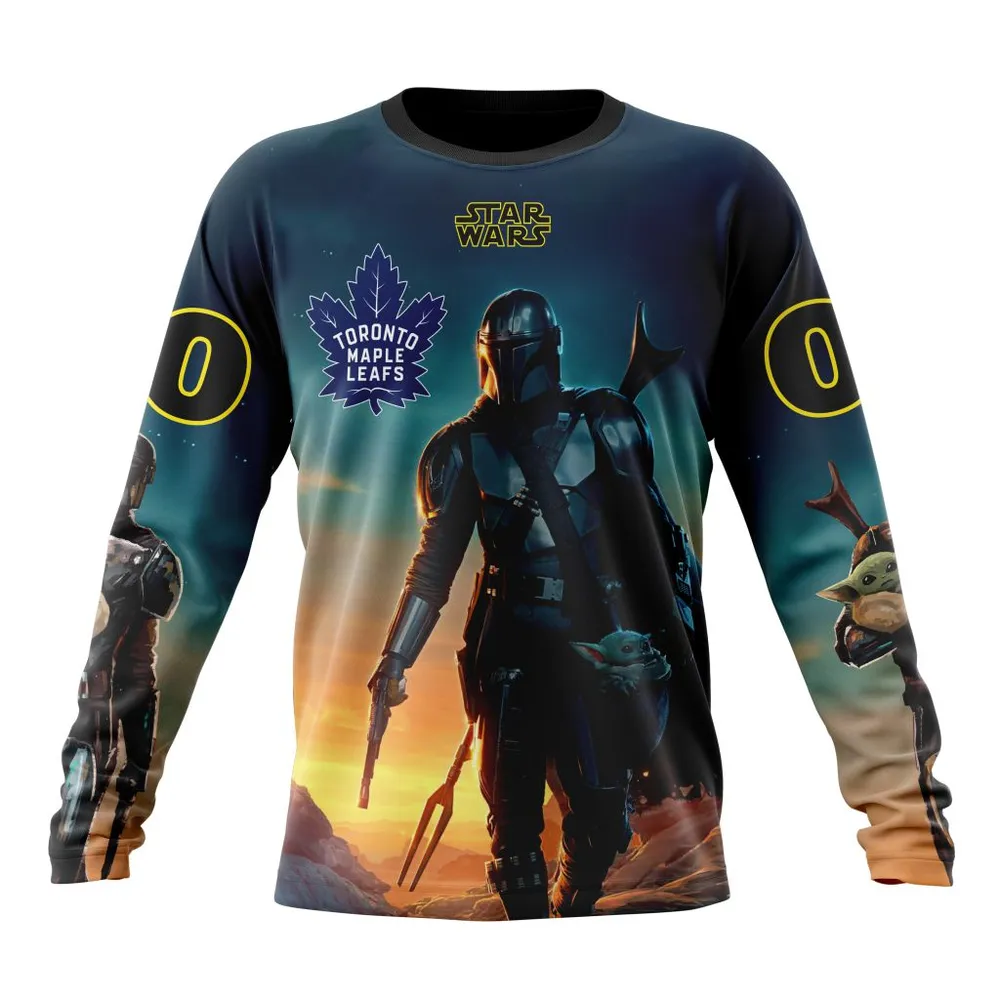 NHL Toronto Maple Leafs Special Star Wars The Mandalorian Design St2401 Long Sleeved Sweatshirt 