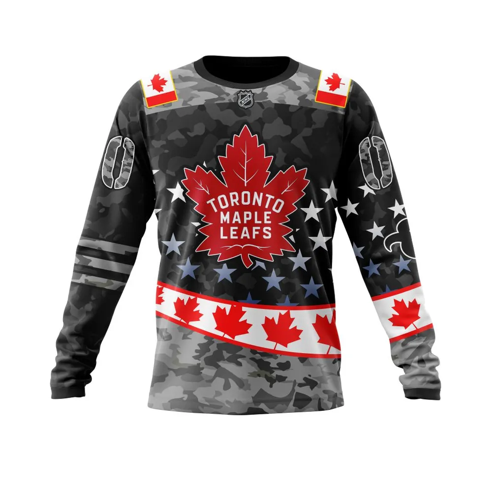 NHL Toronto Maple Leafs | Specialized Color And Our Beloved Canadien Flag Color V0422 Long Sleeved Sweatshirt 