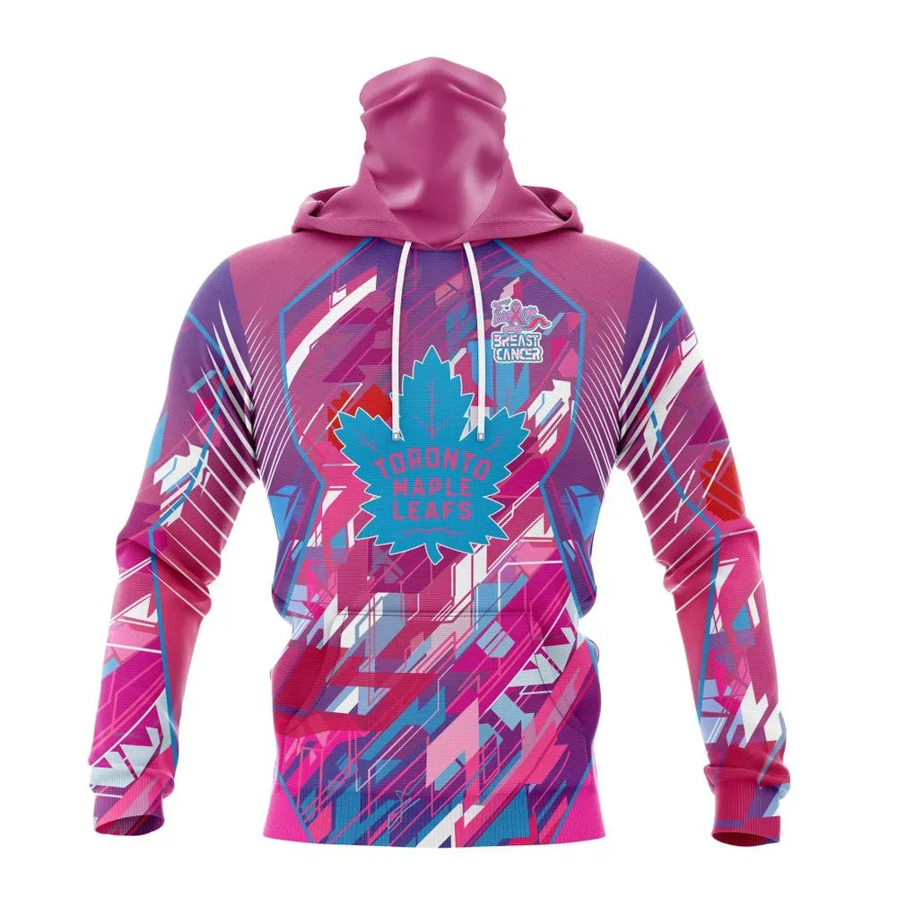 NHL Toronto Maple Leafs | Specialized Design I Pink I Can! Fearless Again Breast Cancer Mask Hoodie