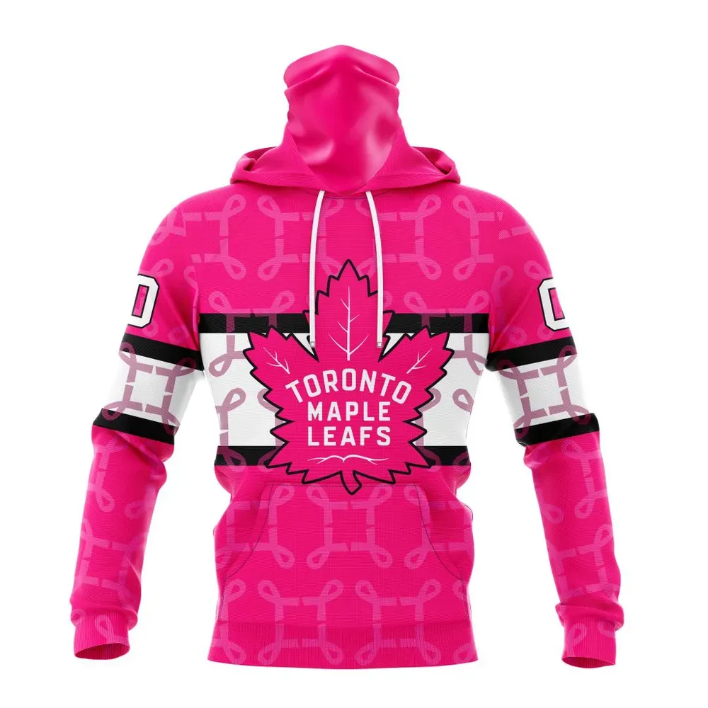 NHL Toronto Maple Leafs | Specialized Design I Pink I Can! In October We Wear Pink Breast Cancer Mask Hoodie