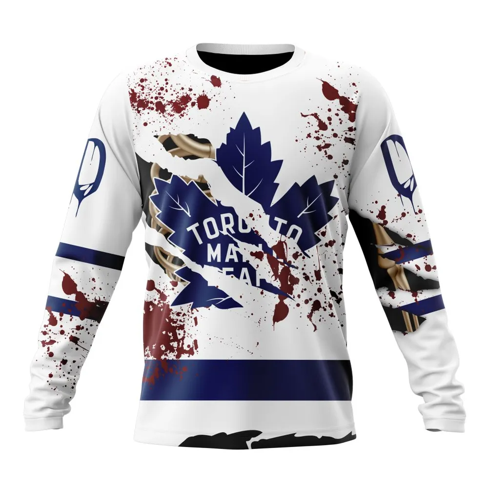 NHL Toronto Maple Leafs | Specialized Design Jersey With Your Ribs For Halloween Long Sleeved Sweatshirt 