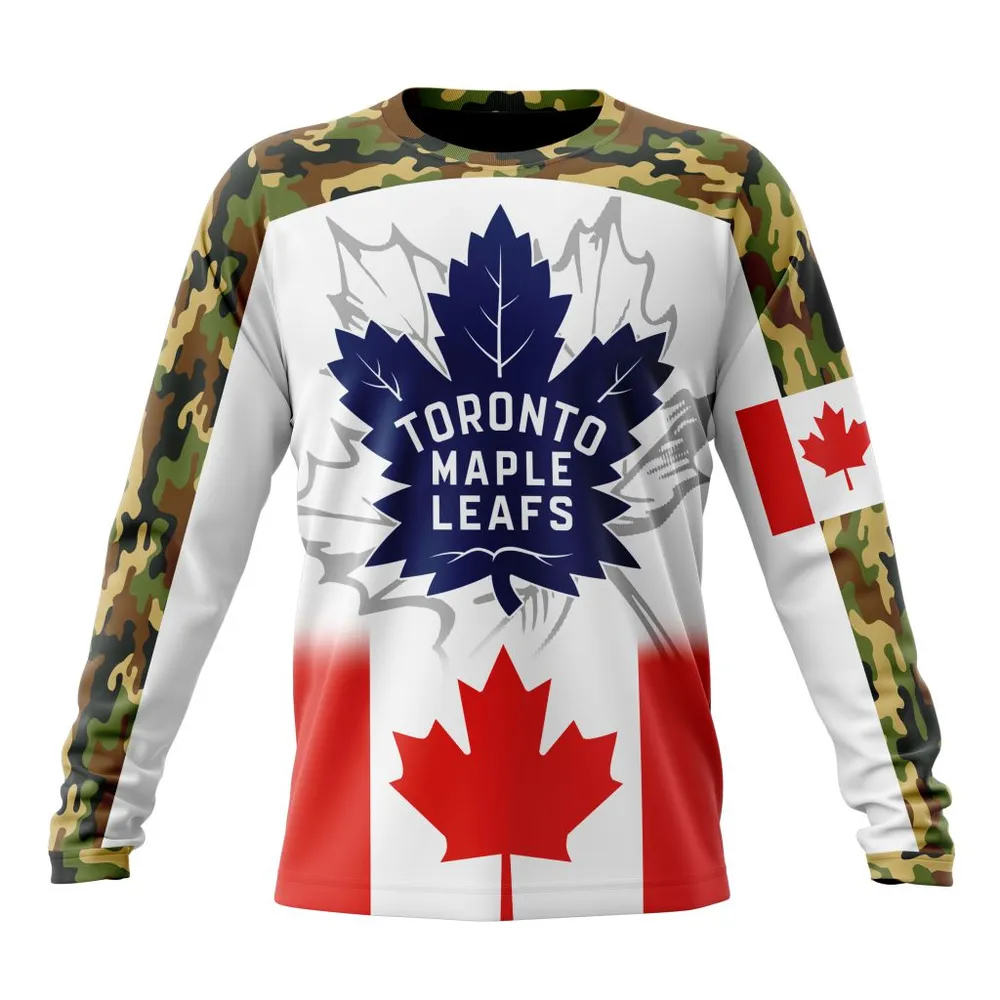 NHL Toronto Maple Leafs | Specialized Design With Our Canada Flag Long Sleeved Sweatshirt 