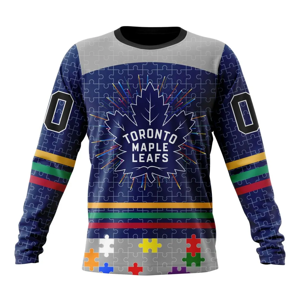 NHL Toronto Maple Leafs | Specialized Fearless Aganst Autism V0122 Long Sleeved Sweatshirt 