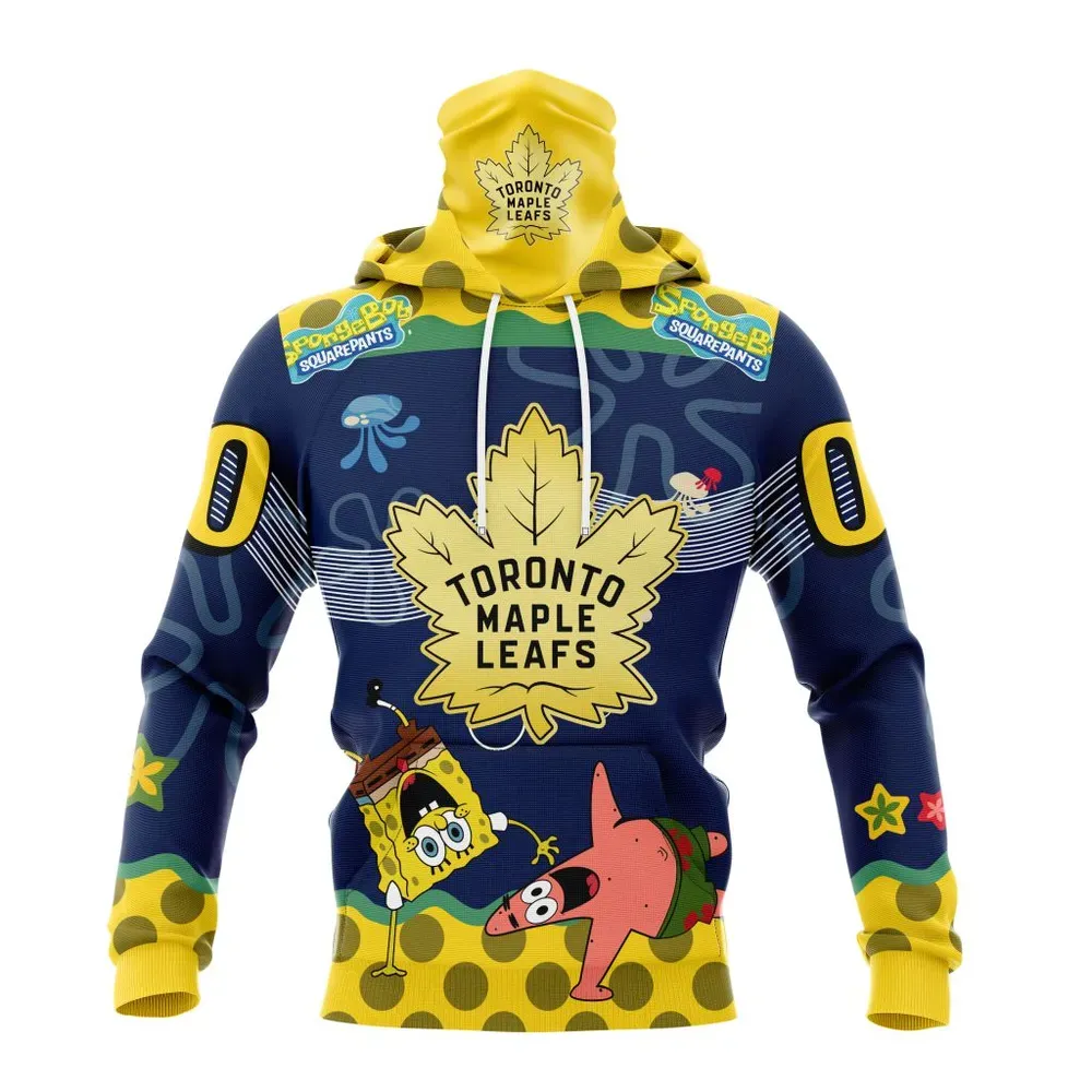 NHL Toronto Maple Leafs Specialized Jersey With Spongebob Mask Hoodie