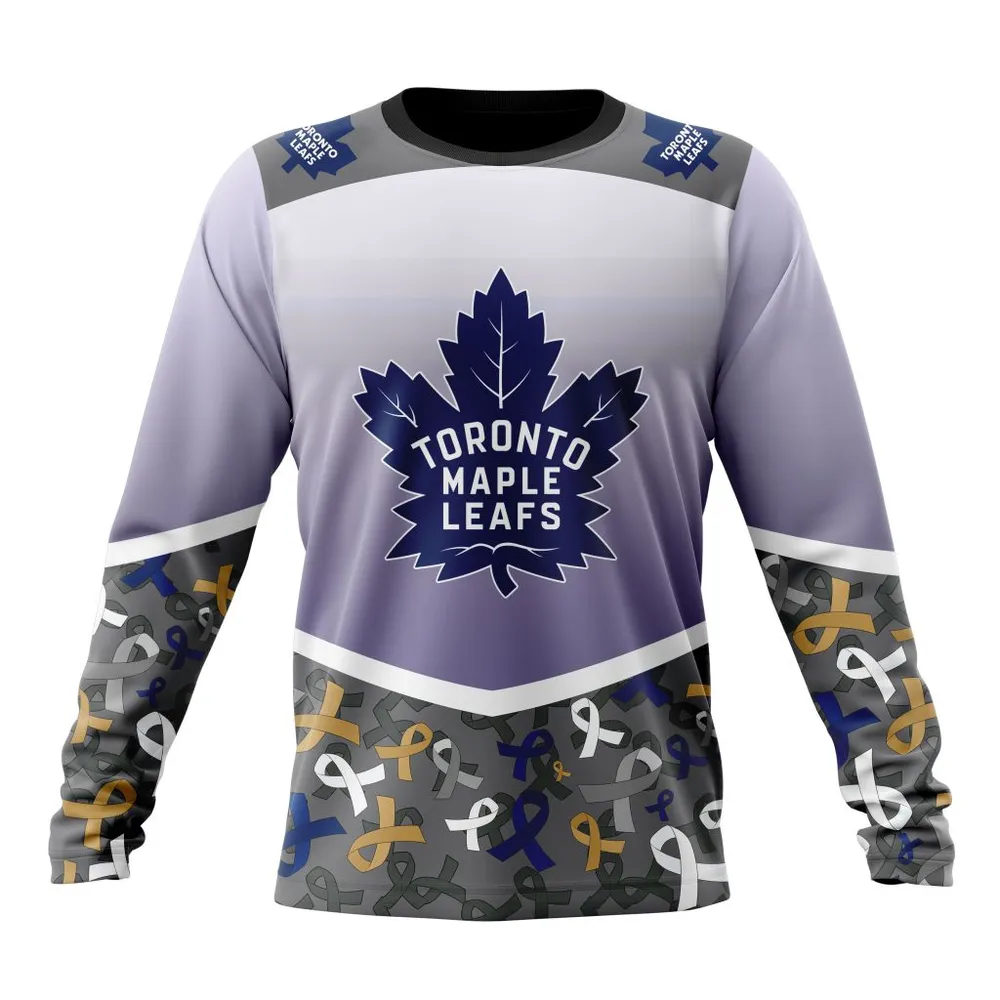 NHL Toronto Maple Leafs | Specialized Sport Fights Again All Cancer V0122 Long Sleeved Sweatshirt 