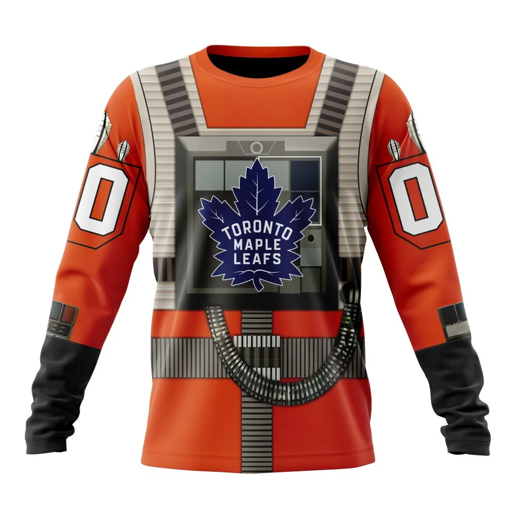 NHL Toronto Maple Leafs Star Wars Rebel Pilot Design St2201 Long Sleeved Sweatshirt 