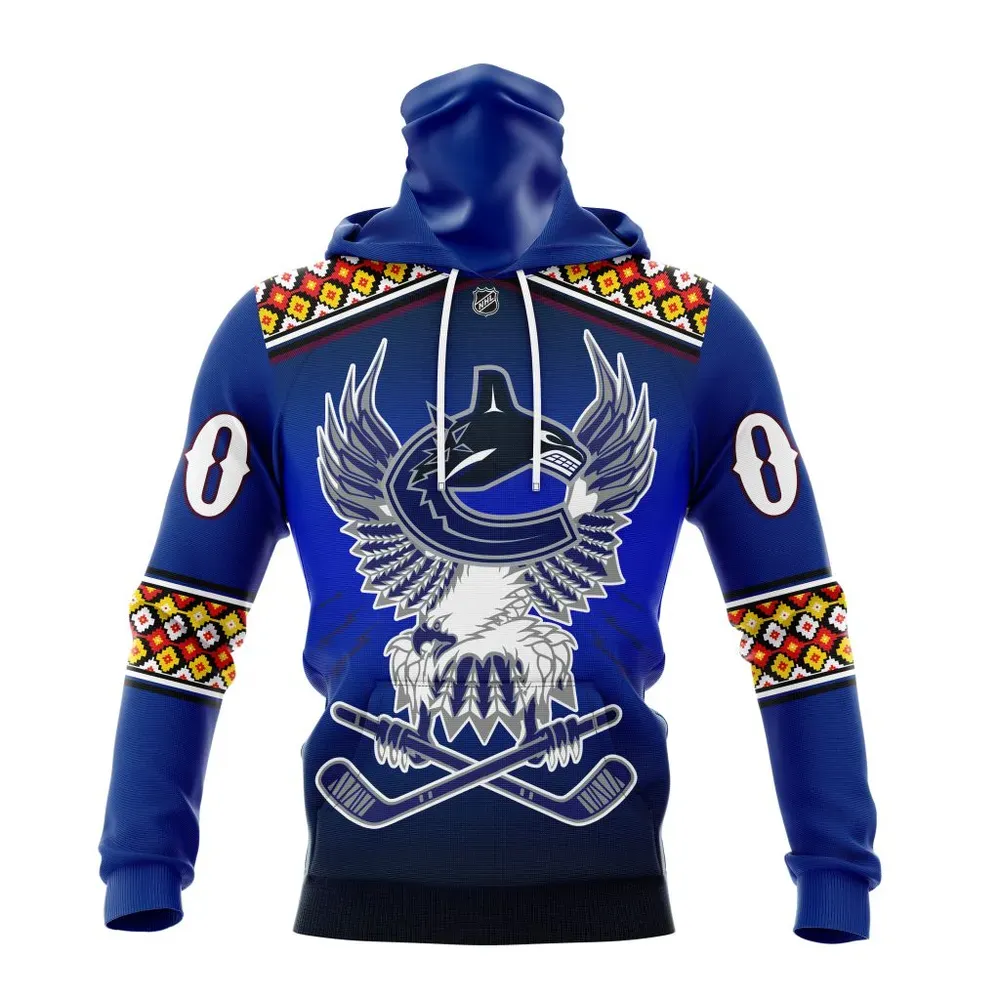 NHL Vancouver Canucks | Celebrate Indigenous Culture With Specialized Wasac Night V0122 Mask Hoodie