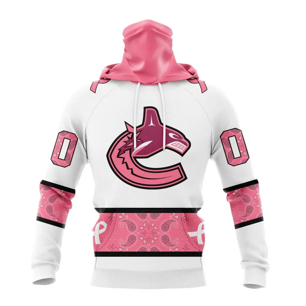 NHL Vancouver Canucks In Classic Style With Paisley! In October We Wear Pink Breast Cancer Mask Hoodie