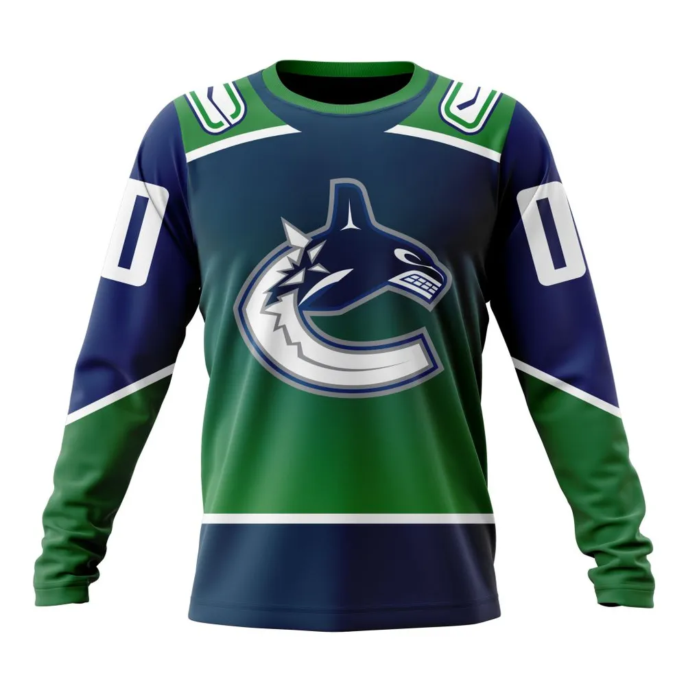 NHL Vancouver Canucks Personalize Gradient Series Concept St2301 Long Sleeved Sweatshirt 