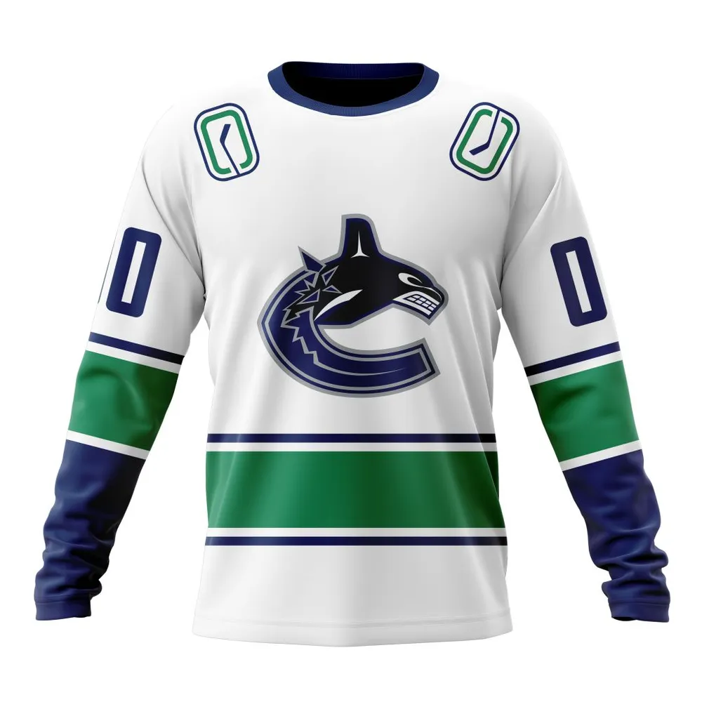 NHL Vancouver Canucks Personalized Away Kits Long Sleeved Sweatshirt 