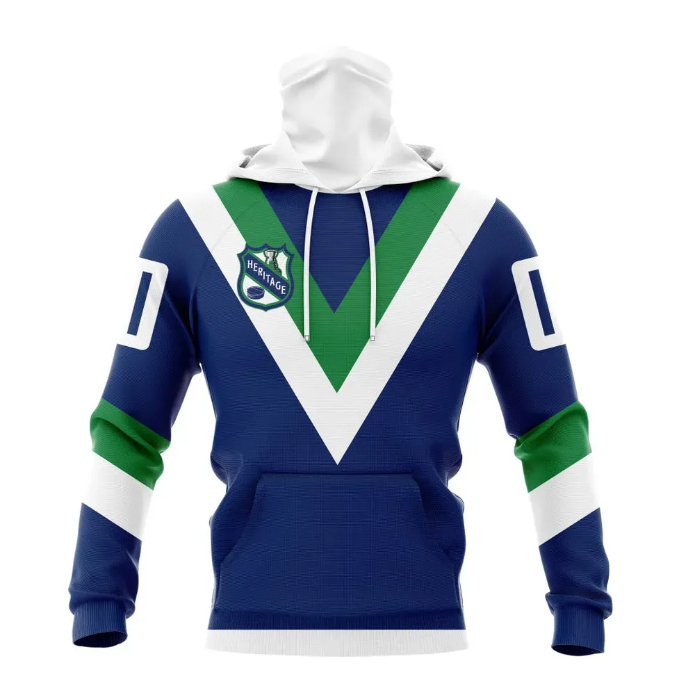 NHL Vancouver Canucks Personalized Heritage Design St2401 Mask Hoodie