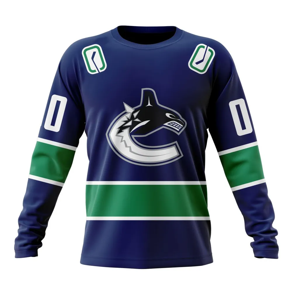 NHL Vancouver Canucks Personalized Home Kits Long Sleeved Sweatshirt 