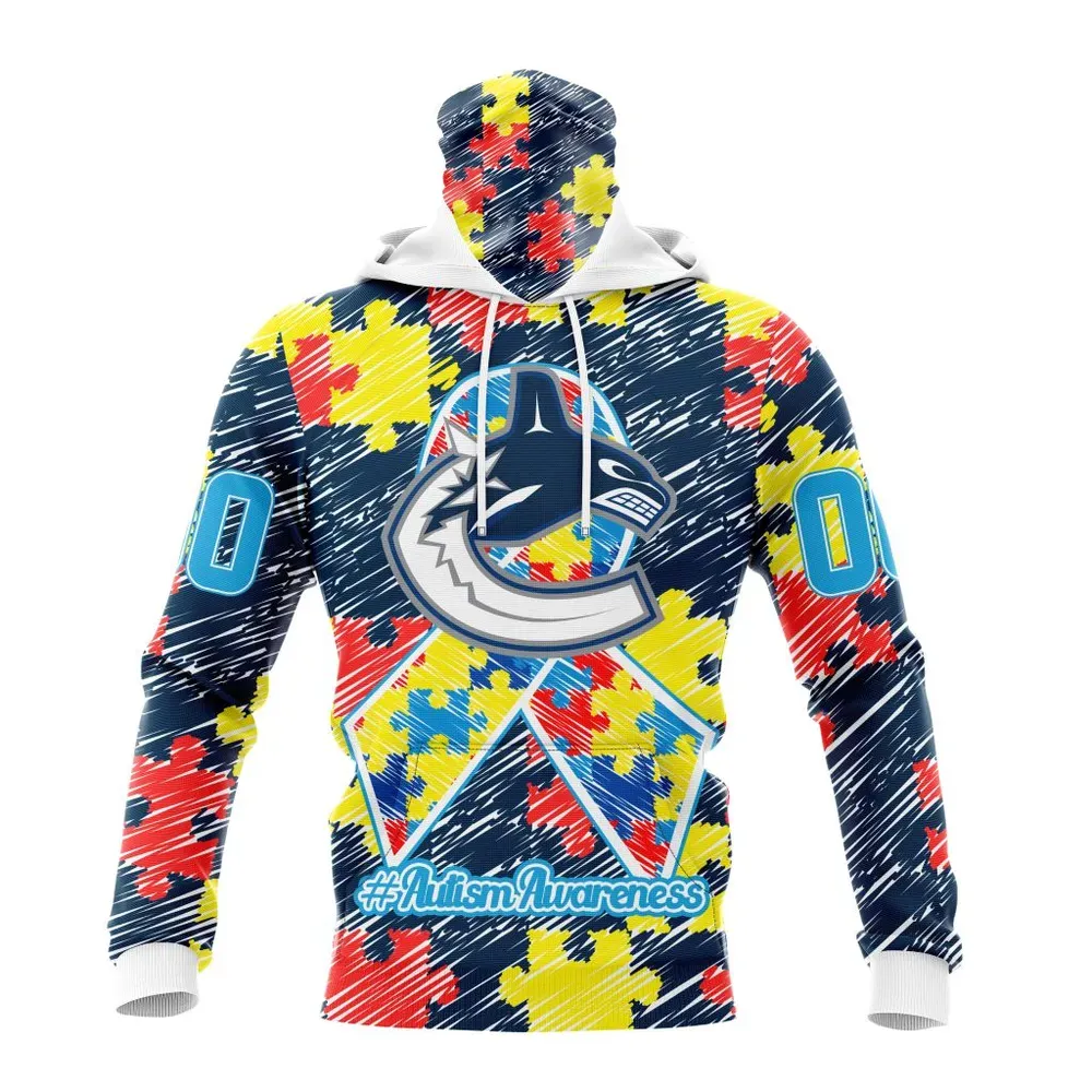 NHL Vancouver Canucks Special Autism Awareness Design St2201 Mask Hoodie