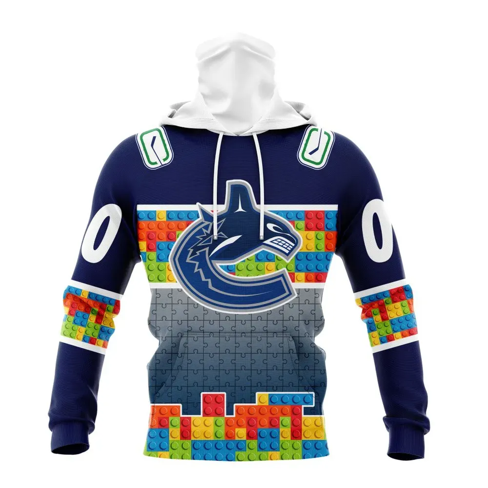 NHL Vancouver Canucks Special Autism Awareness Design V2301 Mask Hoodie