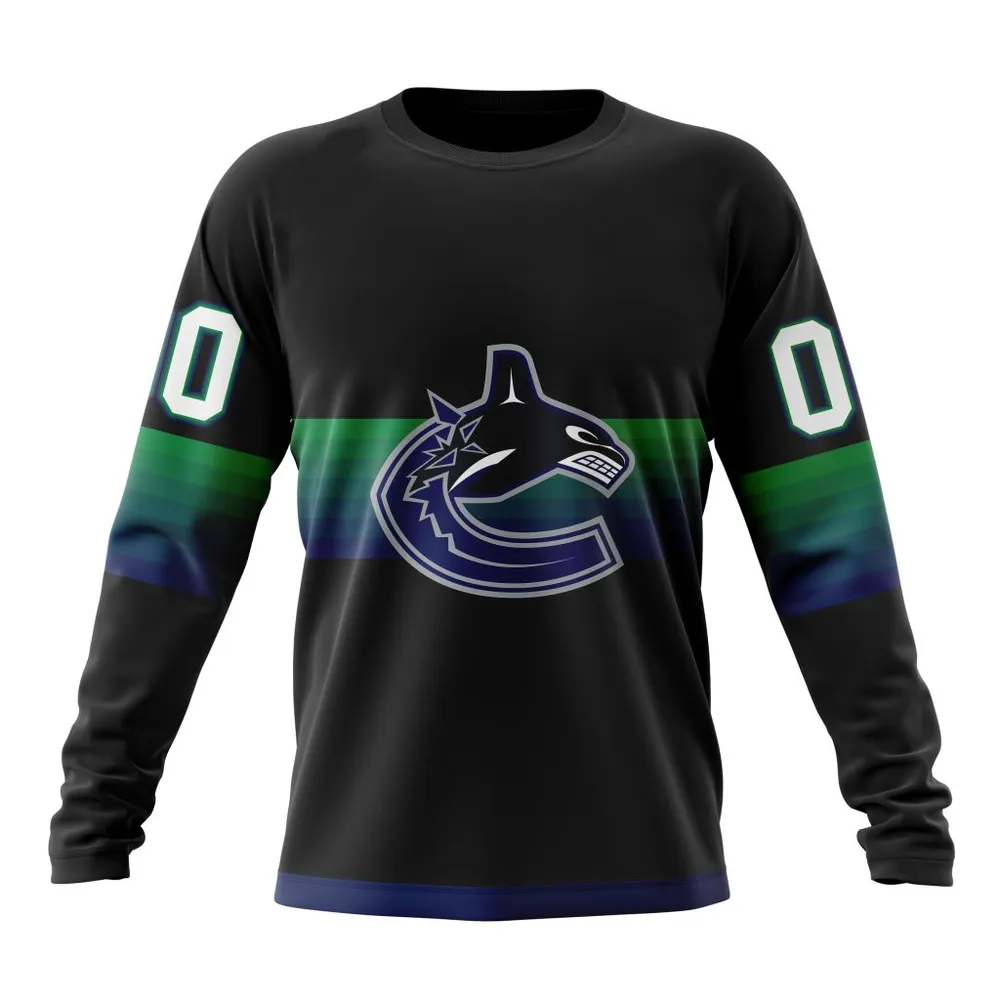 NHL Vancouver Canucks Special Black And Gradient Design St2301 Long Sleeved Sweatshirt 