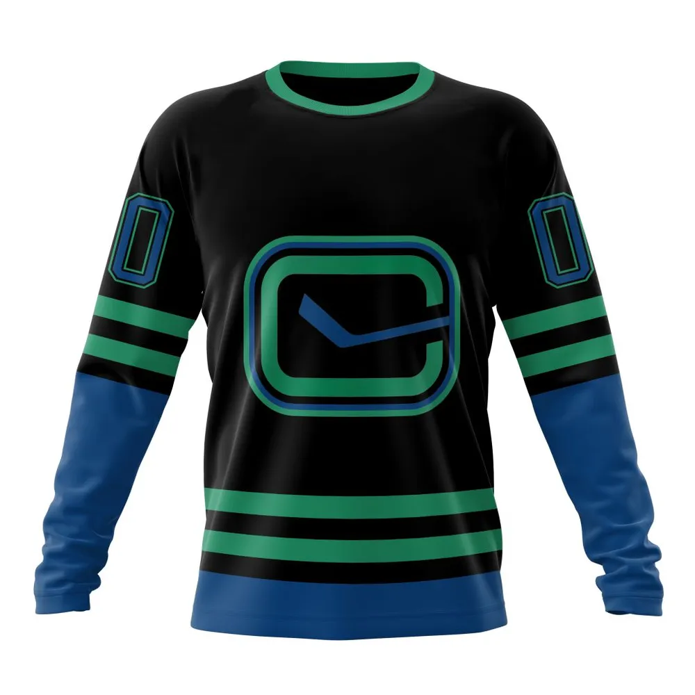 NHL Vancouver Canucks Special Blackout Design St2401 Long Sleeved Sweatshirt 