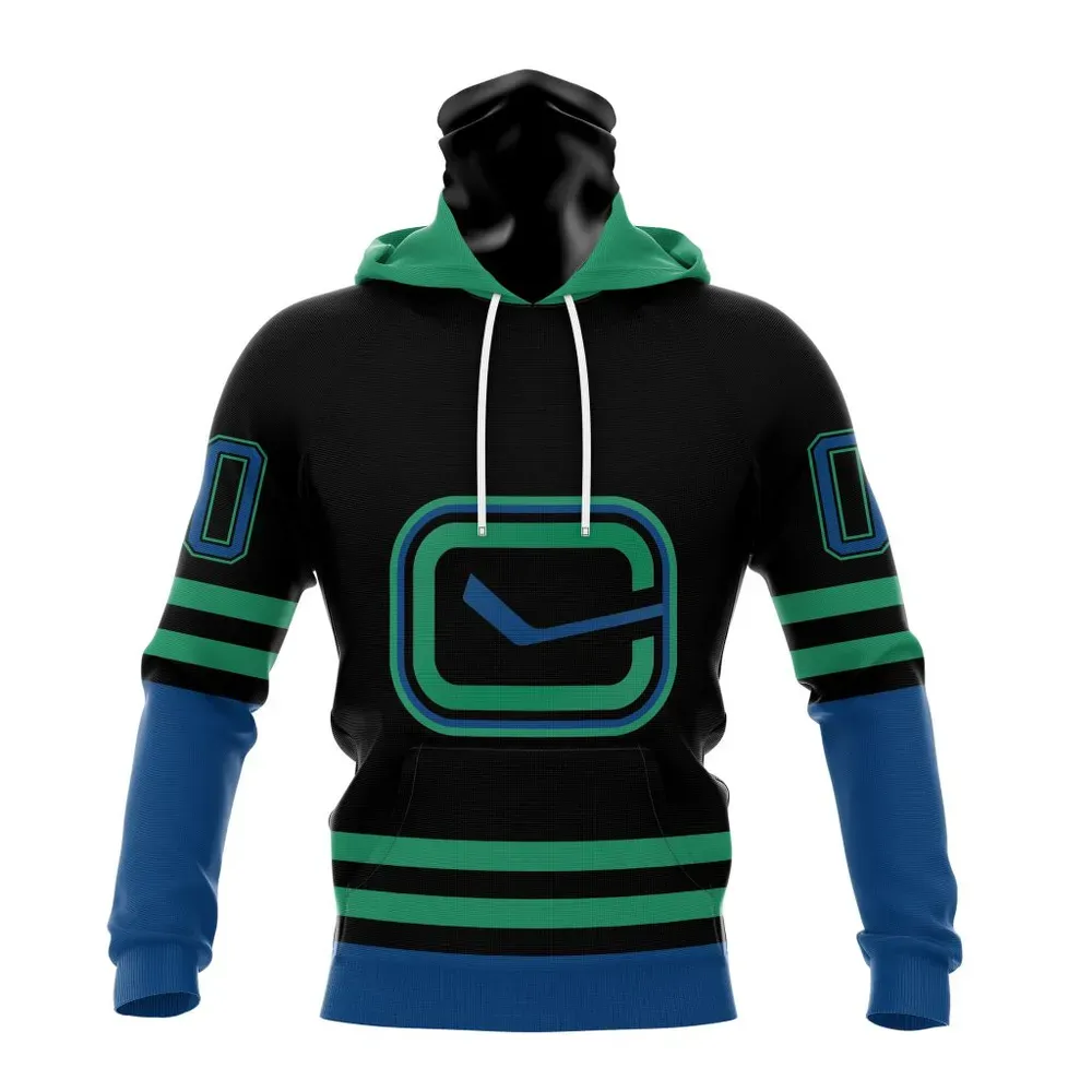 NHL Vancouver Canucks Special Blackout Design St2401 Mask Hoodie