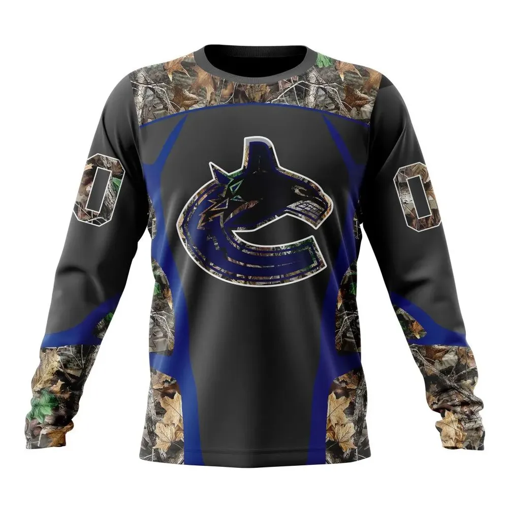 NHL Vancouver Canucks Special Camo Hunting Design V2302 Long Sleeved Sweatshirt 