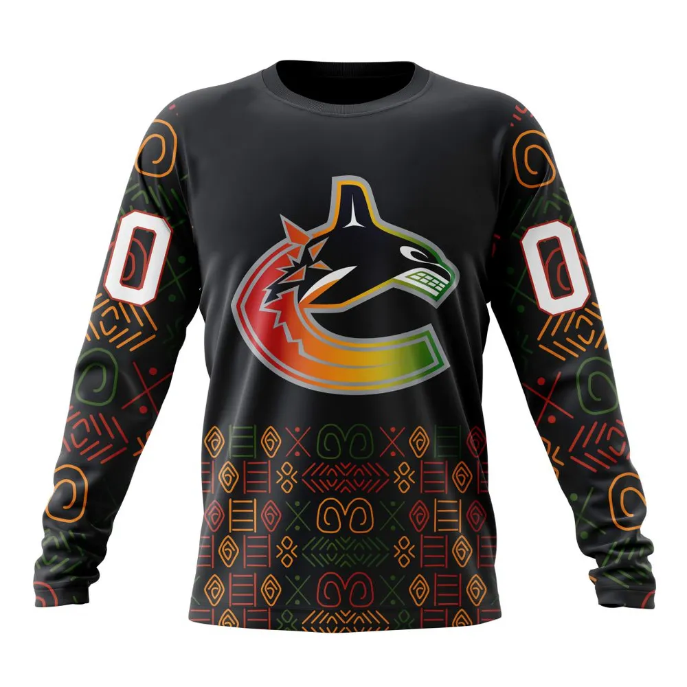 NHL Vancouver Canucks Special Design For Black History Month St2401 Long Sleeved Sweatshirt 