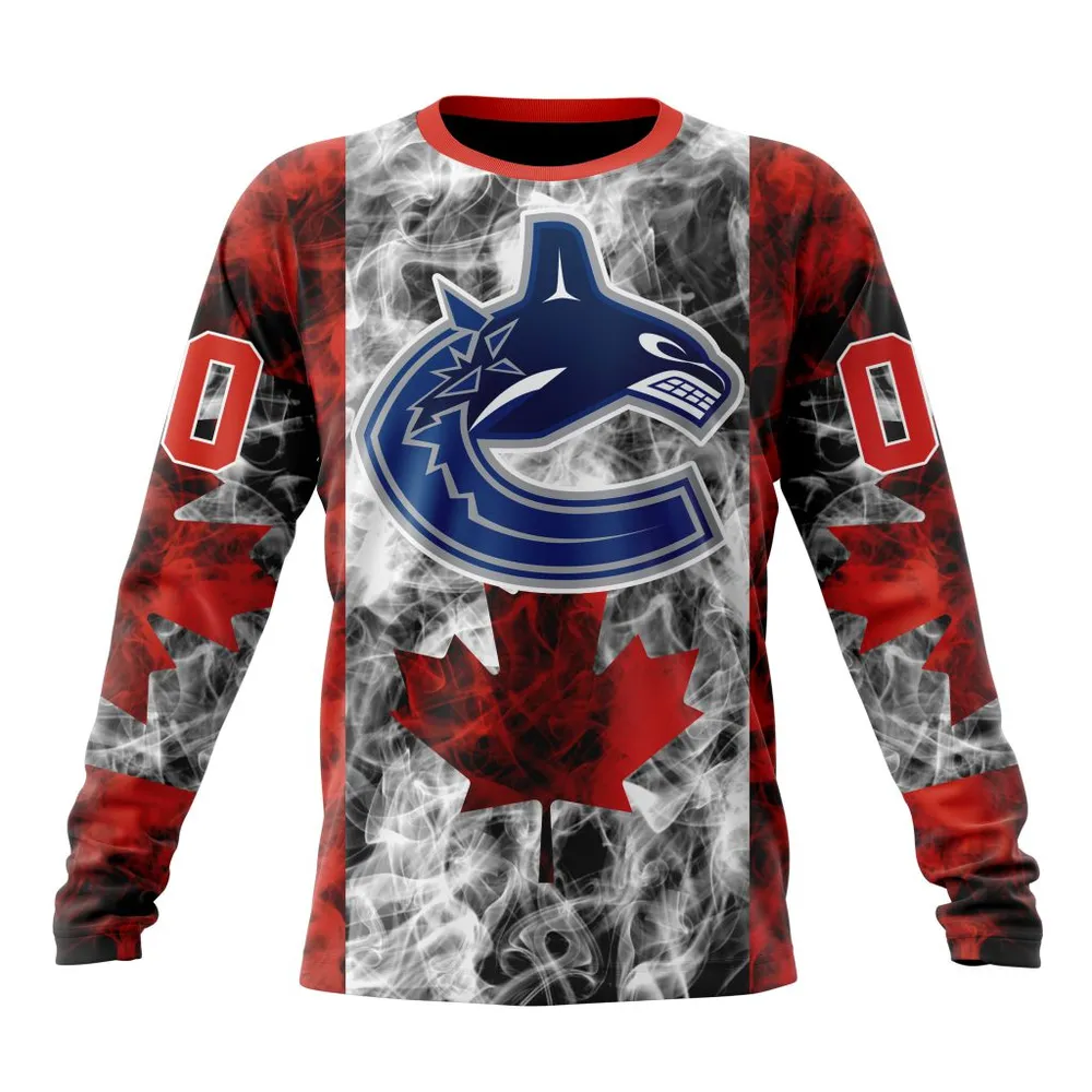 NHL Vancouver Canucks Special Design For Canada Day St2401 Long Sleeved Sweatshirt 