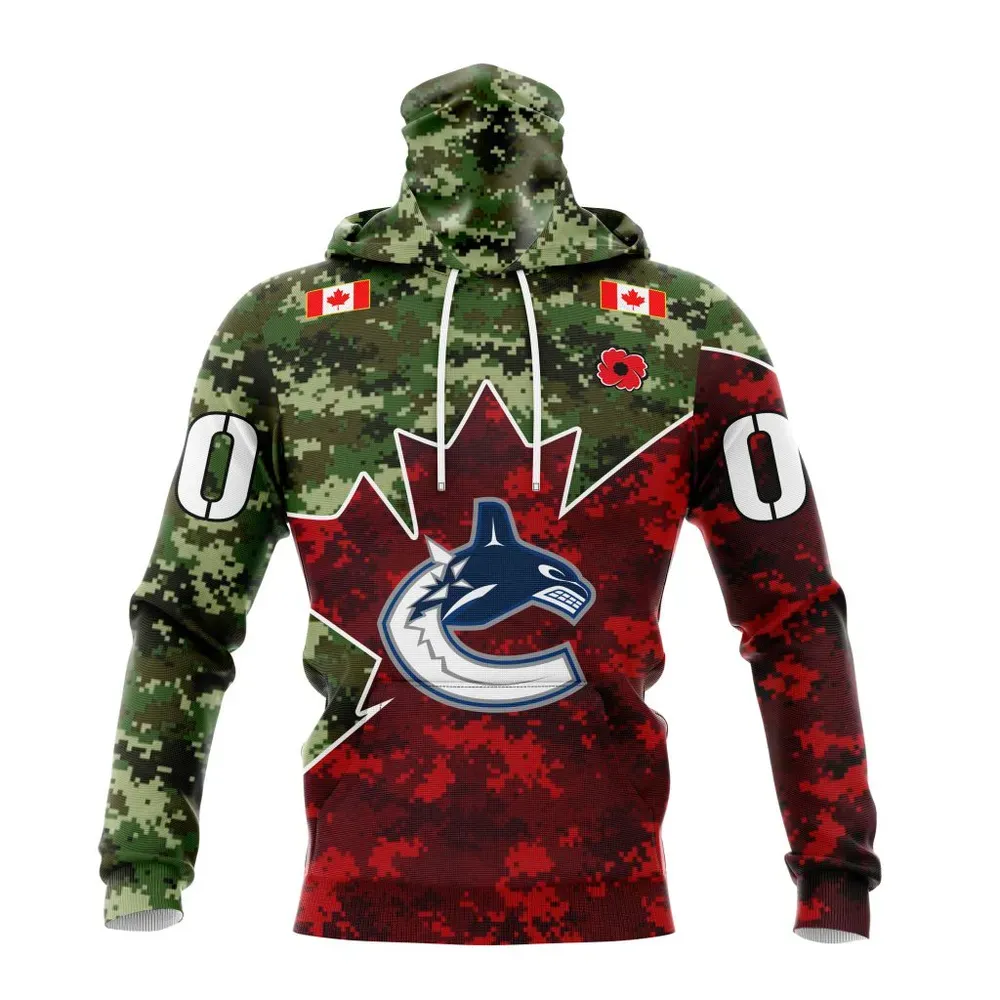 NHL Vancouver Canucks Special Design For Remembrance Day St2201 Mask Hoodie