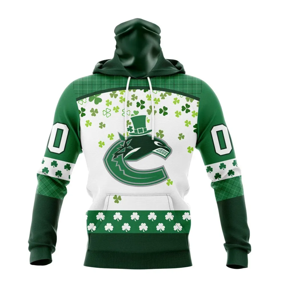 NHL Vancouver Canucks Special Design For St. Patrick Day St2401 Mask Hoodie