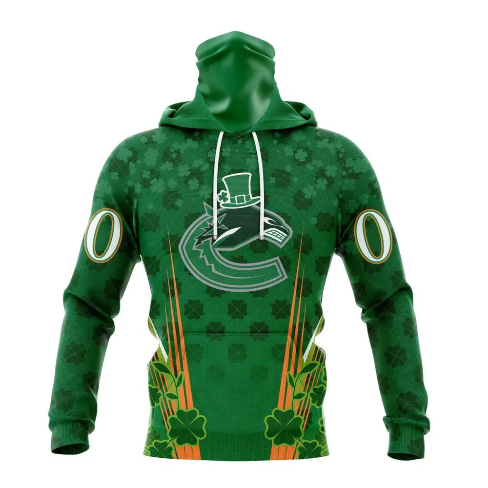 NHL Vancouver Canucks Special Design For St. Patrickâ€™S Day St2402 Mask Hoodie