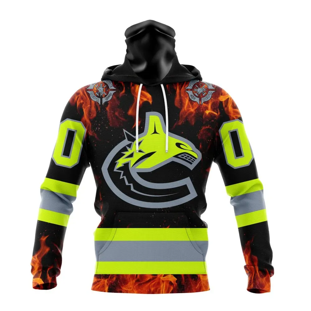 NHL Vancouver Canucks Special Design Honoring Firefighters St2401 Mask Hoodie