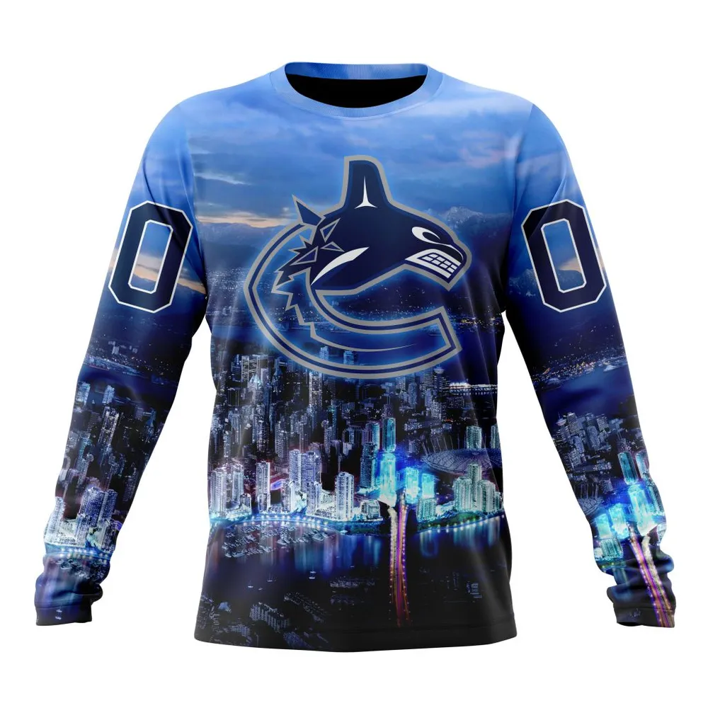 NHL Vancouver Canucks Special Design With City Skyline St2301 Long Sleeved Sweatshirt 