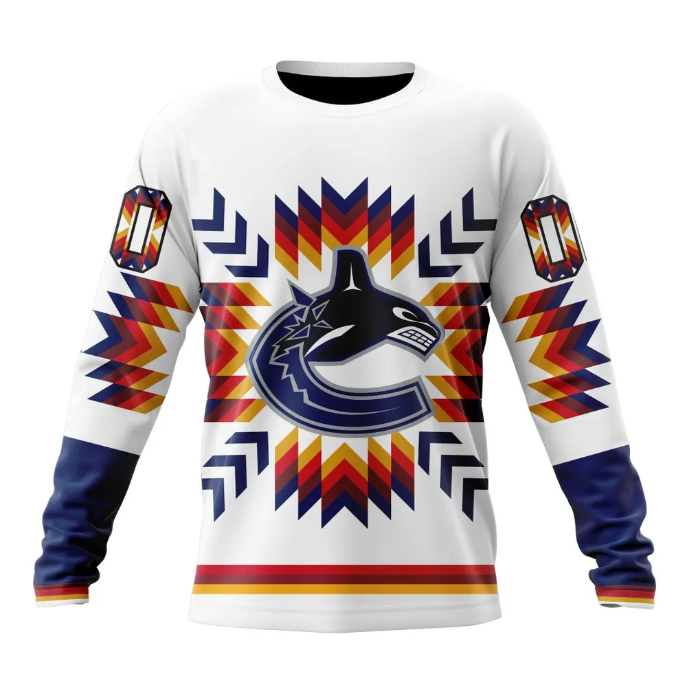 NHL Vancouver Canucks Special Design With Native Pattern St2302 Long Sleeved Sweatshirt 