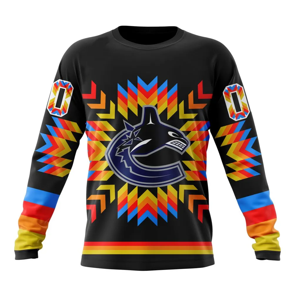 NHL Vancouver Canucks Special Design With Native Pattern St2306 Long Sleeved Sweatshirt 