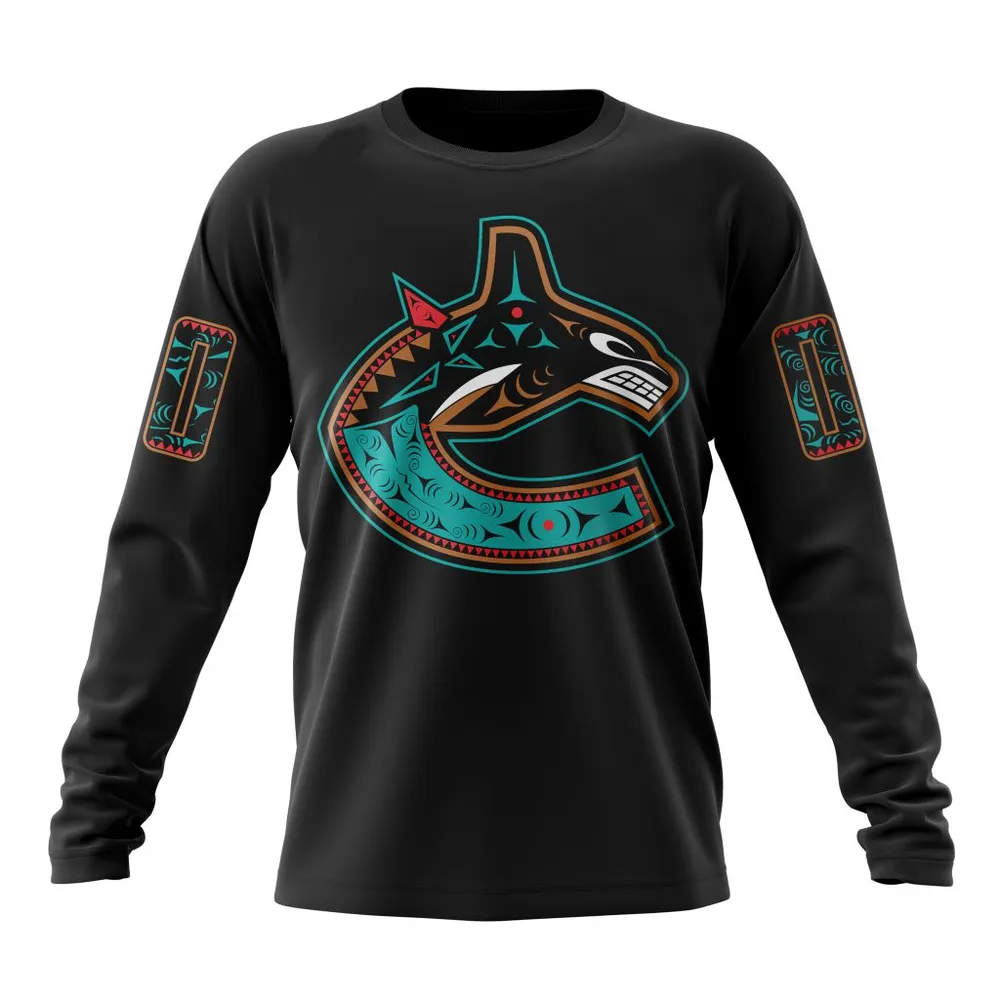 NHL Vancouver Canucks Special First Nation Design Kits Long Sleeved Sweatshirt 