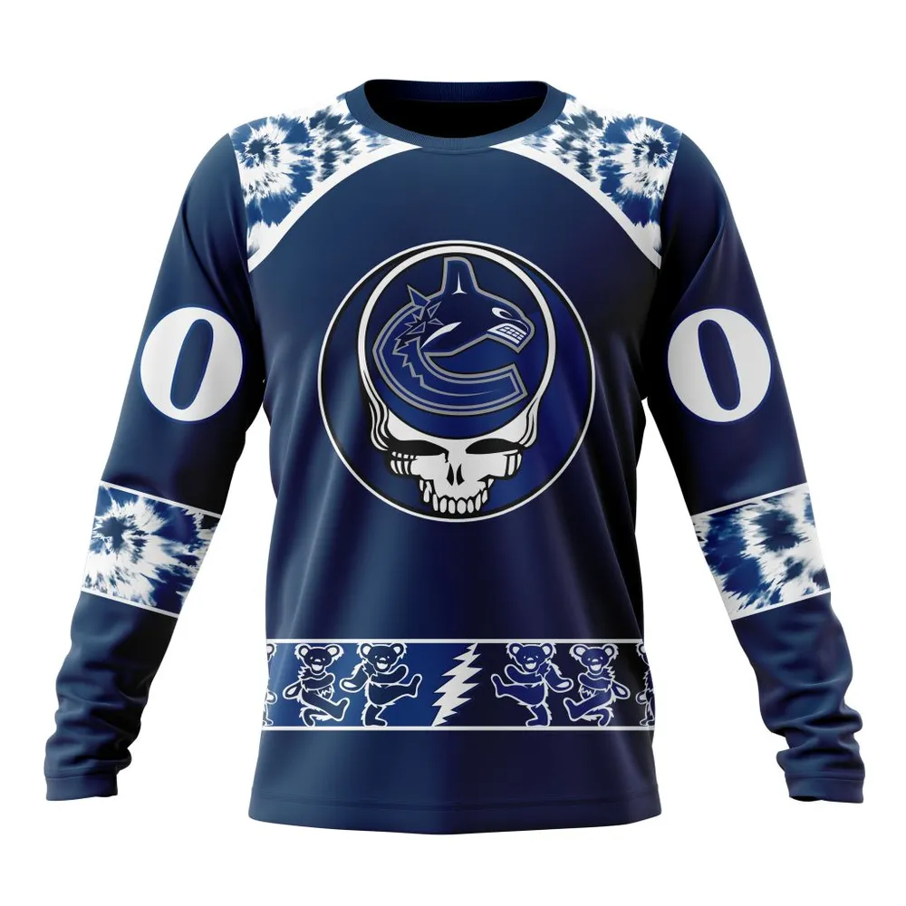 NHL Vancouver Canucks Special Grateful Dead Design St2301 Long Sleeved Sweatshirt 