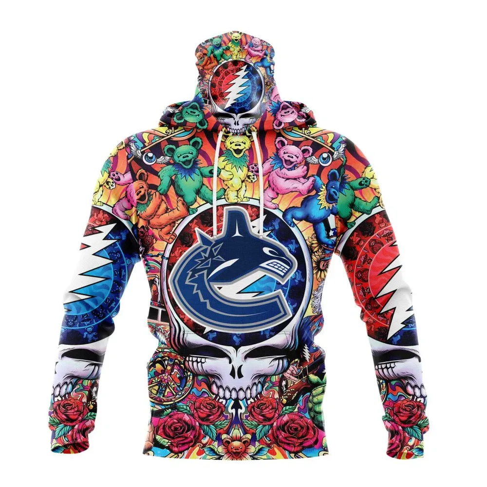 NHL Vancouver Canucks Special Grateful Dead Design St2304 Mask Hoodie