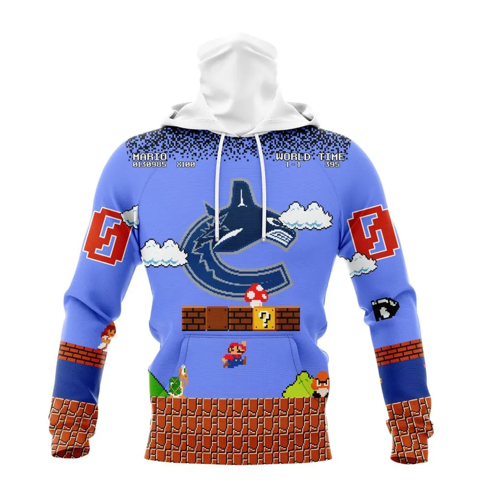 NHL Vancouver Canucks Special Kits With Super Mario Game Design Mask Hoodie